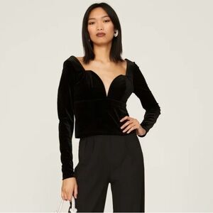 Louna Velvet Sweetheart Top Long Sleeves in Black Size Small